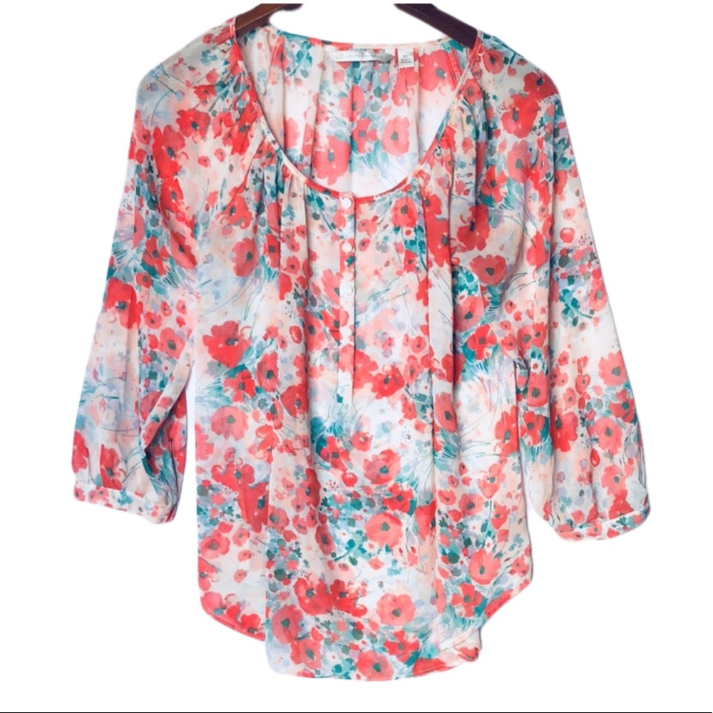 Lauren Conrad Floral Blouse Long Sleeve XS